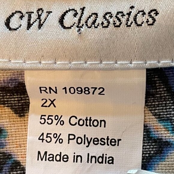 POCKETS! PLUS SIZE 2X CW Classics Blue White Black Batik Short Sleeve MuuMuu - Picture 4 of 6